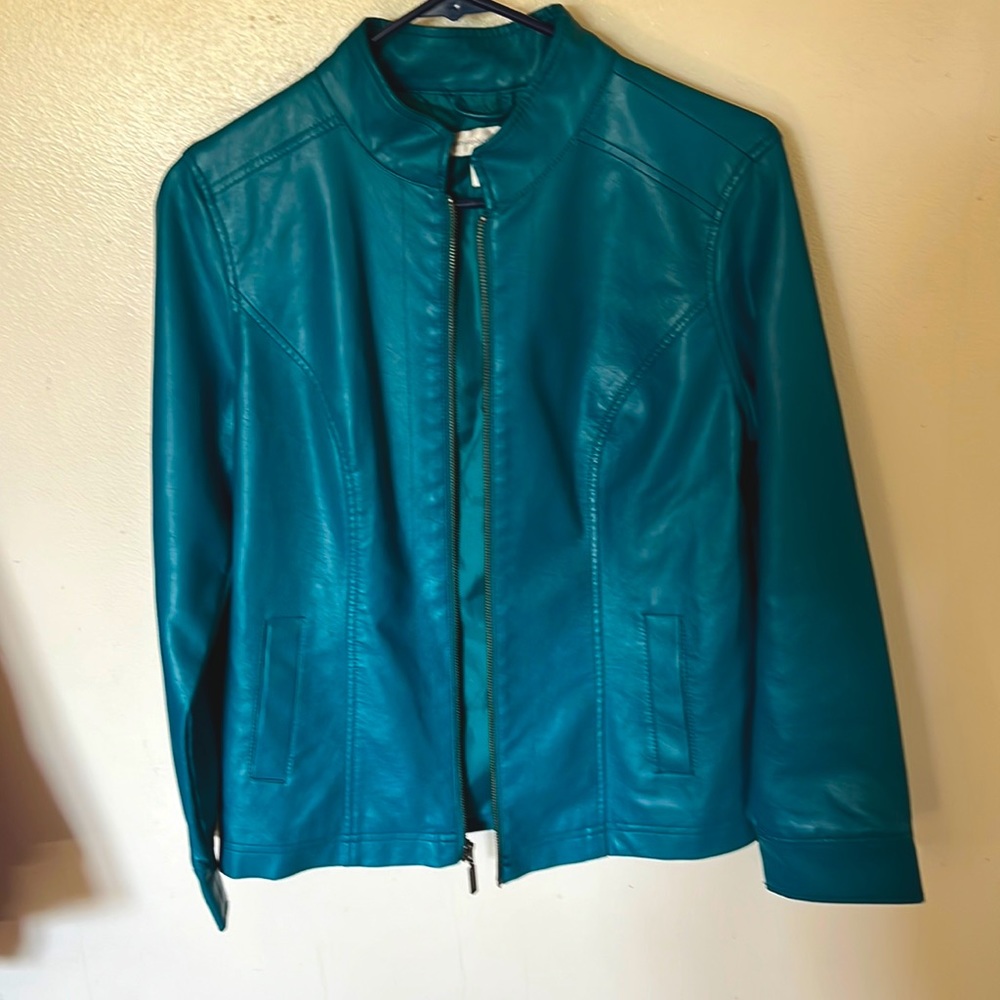 Teal Leather Jacket Size Small